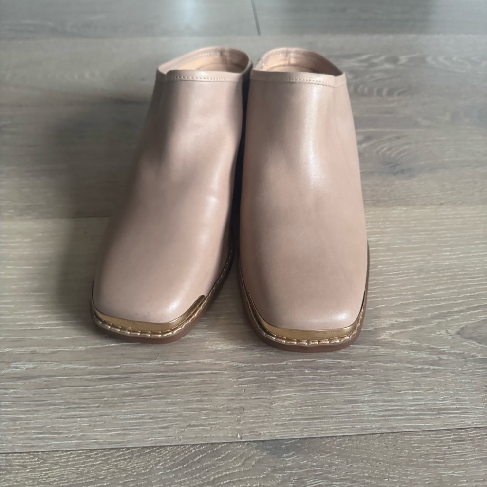 Elegant Nude Leather Ankle Boots